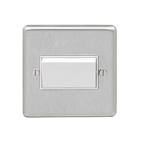 Show details for  1 Gang Triple Pole Fan Isolator Switch - Satin Stainless/White