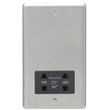 Show details for  Dual Voltage' Shaver Socket, 2 Gang, Satin Stainless Steel, Black Trim, Stainless Steel Range