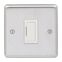 Show details for  13A Unswitched Fuse Spur - Satin Stainless/White