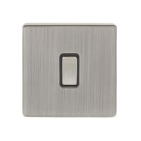 Show details for  10A 1 Gang 2 Way Switch - Satin Nickel/Black