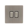 Show details for  10A 2 Gang 2 Way Switch - Satin Nickel/Black