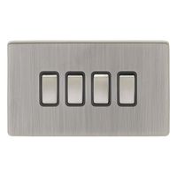 Show details for  10A 4 Gang 2 Way Switch - Satin Nickel/Black