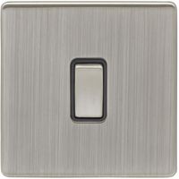 Show details for  20A Double Pole Switch, 1 Gang, Satin Nickel, Black Trim, Concealed 6mm Range