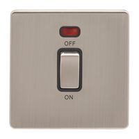 Show details for  45A 1 Gang Cooker Switch & Neon - Satin Nickel/Black