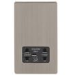 Show details for  Dual Voltage' Shave Socket, 2 Gang, Satin Nickel, Black Trim, Concealed 6mm Range
