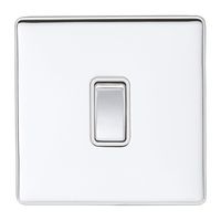 Show details for  10A 1 Gang 2 Way Switch - Polished Chrome/White