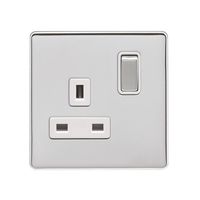 Show details for  Screwless 13A 1 Gang DP Switched Socket - Polished Chrome/White