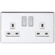 Show details for  13A Double Pole Switched Socket, 2 Gang, Polished Chrome, White Trim, Concealed 6mm Range