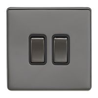 Show details for 10A 2 Gang 2 Way Switch - Black Nickel/Black
