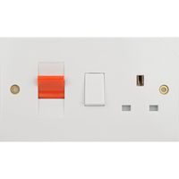Show details for  45A 2Gang White DP Cooker Control Unit + 13A Switched Socket 
