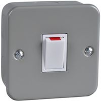 Show details for  Metal Clad 20A Double Pole Switch, 1 Gang, Grey, White Insert, Exclusive Range
