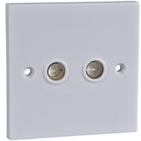 Show details for  Coaxial TV/FM Socket, 2 Gang, Matt White, Exclusive Range
