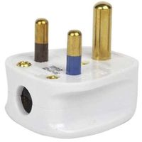 Show details for  5A Round Pin Plug, White, Exclusive  Range