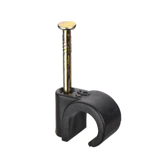 9mm 11mm Round Plus Cable Clip Black [Pack of 100]