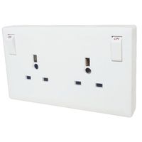 Show details for  13A 1 Gang to 2 Gang Switched Converter Socket - White
