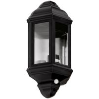 Show details for  Half Lantern with PIR, E27 (Lamp Not Included), Black, IP44
