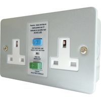 Show details for  Metal Clad 13A Unswitched RCD Socket, 2 Gang, Grey, White Insert