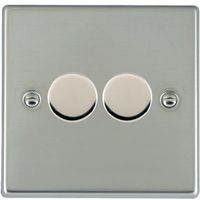 Show details for  400W 2 Way Dimmer Switch, 2 Gang, Bright Steel, Hartland Range