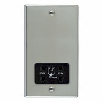 Show details for  Unswitched Vertically Mounted Dual Voltage Shaver Socket, 1 Gang, Bright Steel, Black
