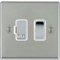 Show details for  13A Double Pole Fused Spur, 1 Gang, Bright Steel, White Trim, Hartland Range