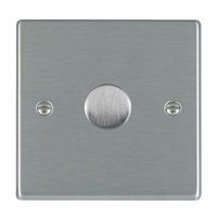 Show details for  400W Resistive Leading Edge Push On-Off Rotary 2 Way Dimmer Switch, 1 Gang, Satin Steel