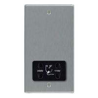 Show details for  Unswitched Vertically Mounted Dual Voltage Shaver Socket, 1 Gang, Satin Steel, Black