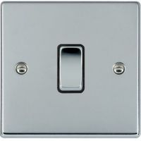 Show details for 10AX 2 Way Rocker Switch, 1 Gang, Bright Chrome, Black Trim, Hartland Range