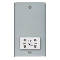 Show details for  Unswitched Vertically Mounted Dual Voltage Shaver Socket, 1 Gang, Bright Chrome, White