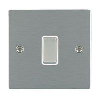 Show details for  20AX Double Pole Rocker Switch, 1 Gang, Satin Steel, White
