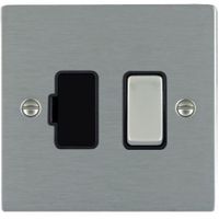 Show details for 13A Double Pole Fused Spur with Neon, 1 Gang, Satin Steel, Black Trim, Sheer Range