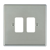 Show details for Grid Fix Aperture Plate with Grid, 2 Gang, Bright Steel