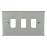Show details for  Grid Fix Aperture Plate with Grid, 3 Gang, Bright Steel