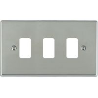 Show details for  Grid Fix Aperture Plate with Grid, 3 Gang, Bright Steel, Hartland Range