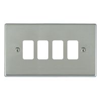Show details for  Grid Fix Aperture Plate with Grid, 4 Gang, Bright Steel