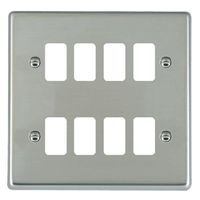 Show details for  Grid Fix Aperture Plate with Grid, 8 Gang, Bright Steel