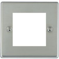 Show details for EuroFix Apertured Plate with Fixing Grid, 2 Gang, Antique Brass, Hartland Range