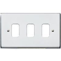 Show details for  Grid Fix Aperture Plate with Grid, 3 Gang, Bright Chrome, Hartland Range