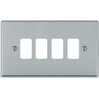 Show details for  Grid Fix Aperture Plate with Grid, 4 Gang, Bright Chrome, Hartland Range