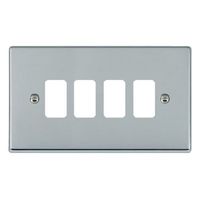 Show details for  Grid Fix Aperture Plate with Grid, 4 Gang, Bright Chrome