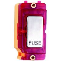 Show details for  13A Fuse and Neon Halo Module, Satin Steel, Red Trim, GRID-IT Range