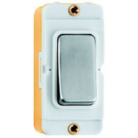 Show details for  20AX Non Retractive 2 Way and Off Rocker Module, Satin Steel, White, GRID-IT Range