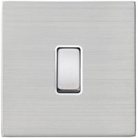 Show details for 10AX 2 Way Rocker Switch, 1 Gang, Satin Steel, White Trim, Hartland CFX Range