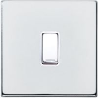 Show details for 10AX 2 Way Rocker Switch, 1 Gang, Bright Chrome, White Trim, Hartland CFX Range