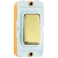 Show details for  10AX 2 Way Rocker Module, White, Polished Brass