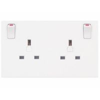 Show details for  13A Switched Converter Socket, 2 Gang, White, Square Edge Range