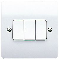 Show details for  10A 2 Way Plate Switch, 3 Gang, White, Logic Plus Range