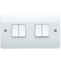 Show details for  10A 2 Way Plate Switch, 4 Gang, White, Logic Plus Range