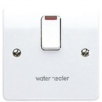 Show details for  20A Double Pole Switch 'Water Heater' with Flex Outlet and Neon, 1 Gang, White, Logic Plus Range
