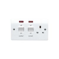 Show details for  Logic Plus 45A 2 Gang DP Cooker Switch & Socket with Neon