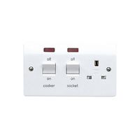 Show details for  Logic Plus 45A 2 Gang DP Flush Cooker Switch & Socket with Neon